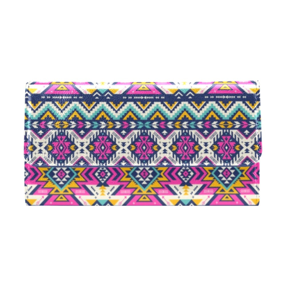 Aztec Pink Geometric Print Pattern Women's Trifold Wallet