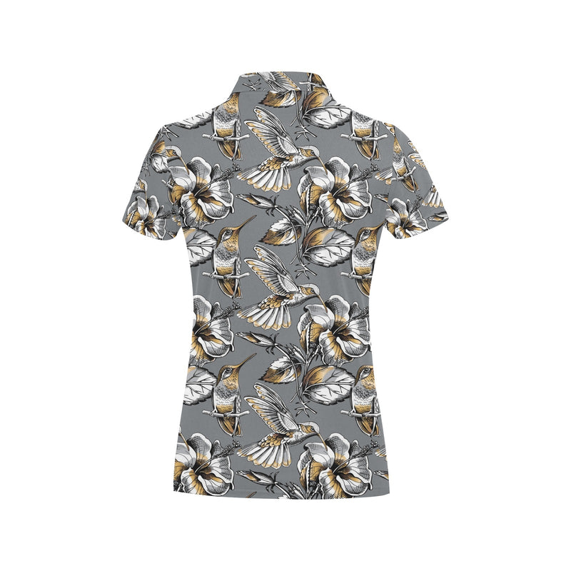 Hummingbird Pattern Print Design 02 Women's Polo Shirt