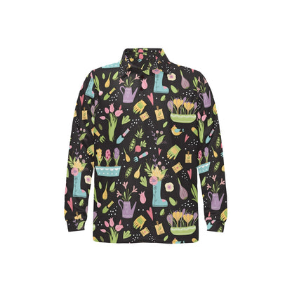Gardening Pattern Print Design G03 Long Sleeve Polo Shirt For Men's