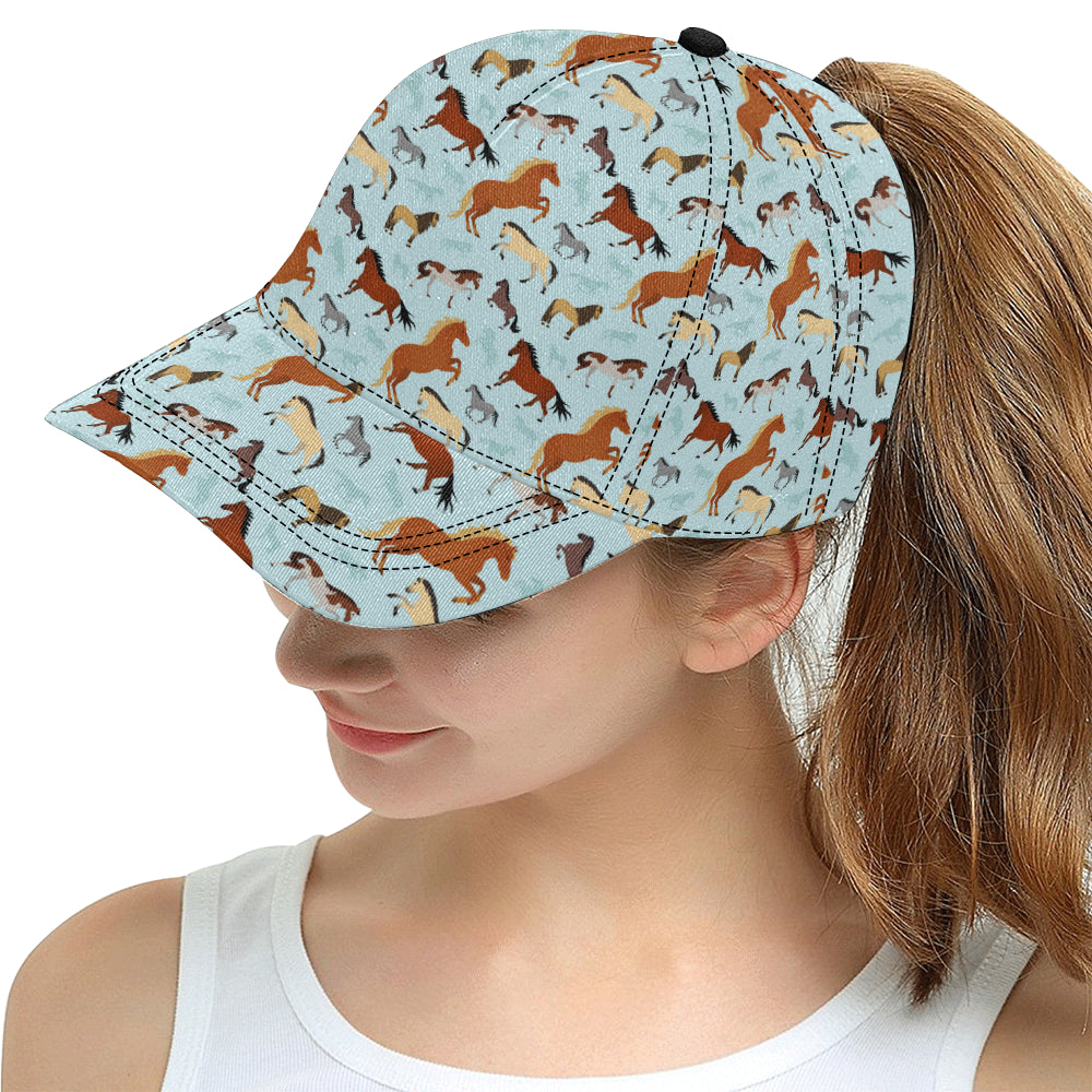 Horse Cute Themed Pattern Print Snapback Cap
