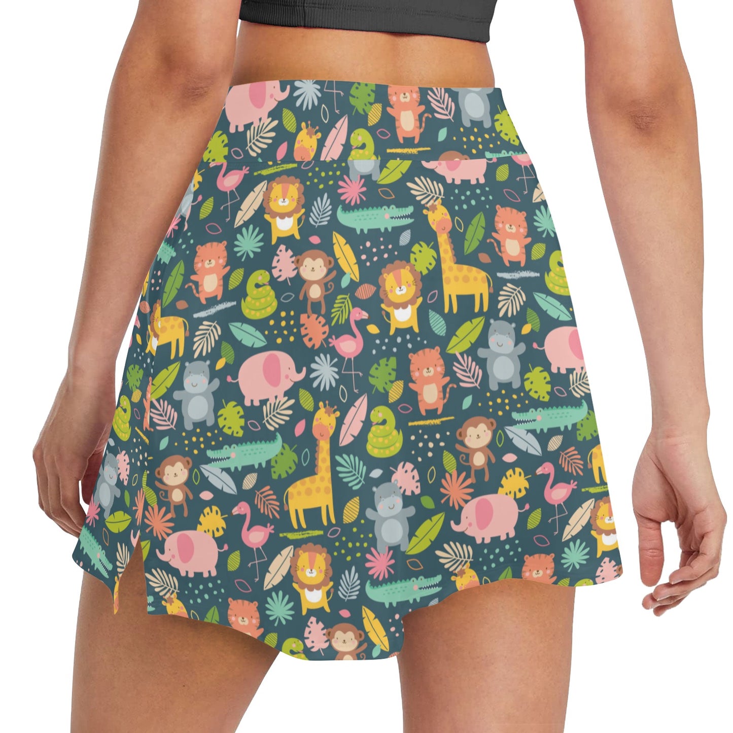 Safari Animal Cartoon Print Design LKS305 17" Golf & Pickleball Skort with Pockets