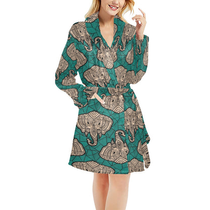 Boho Head Elephant Women's Fleece Robe