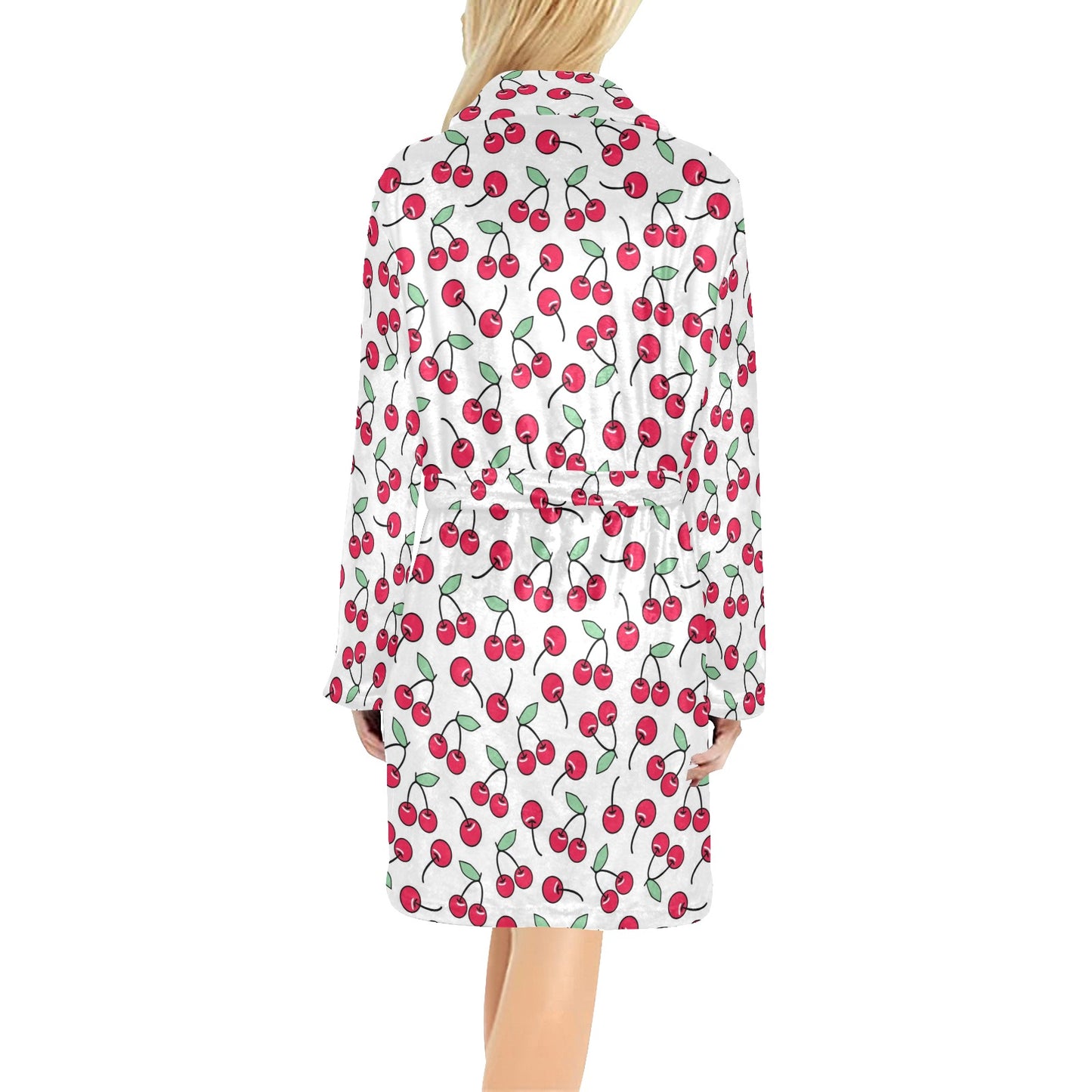 Cherry Pattern Print Design 03 Women's Fleece Robe