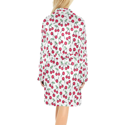 Cherry Pattern Print Design 03 Women's Fleece Robe