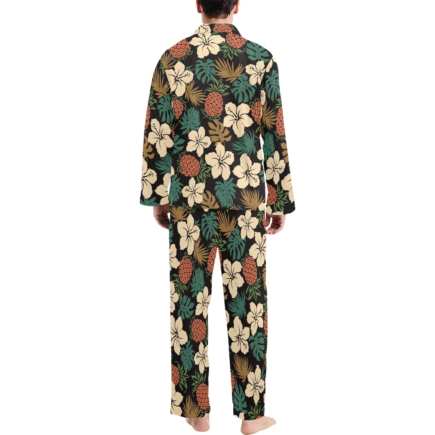 Hawaiian Themed Pattern Print Design H08 Men's Long Pajama Set