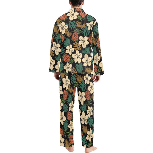 Hawaiian Themed Pattern Print Design H08 Men's Long Pajama Set