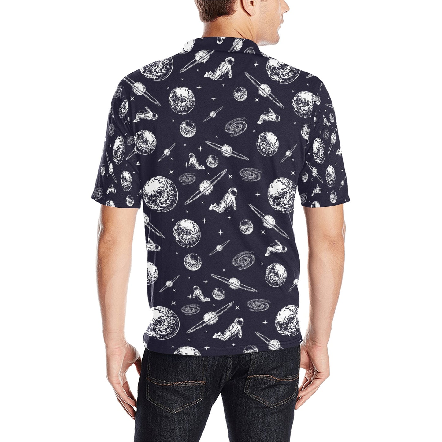 Space Astronaut Print Design LKS302 Men Polo Shirt