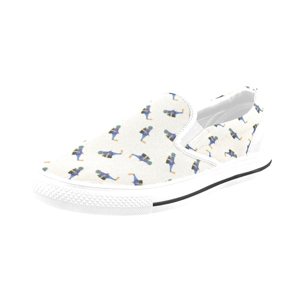 Scuba Driver Print Design LKS301 White Slip Ons Canvas Women's Shoes