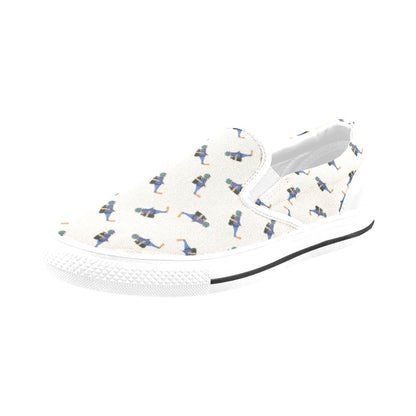 Scuba Driver Print Design LKS301 White Slip Ons Canvas Women's Shoes