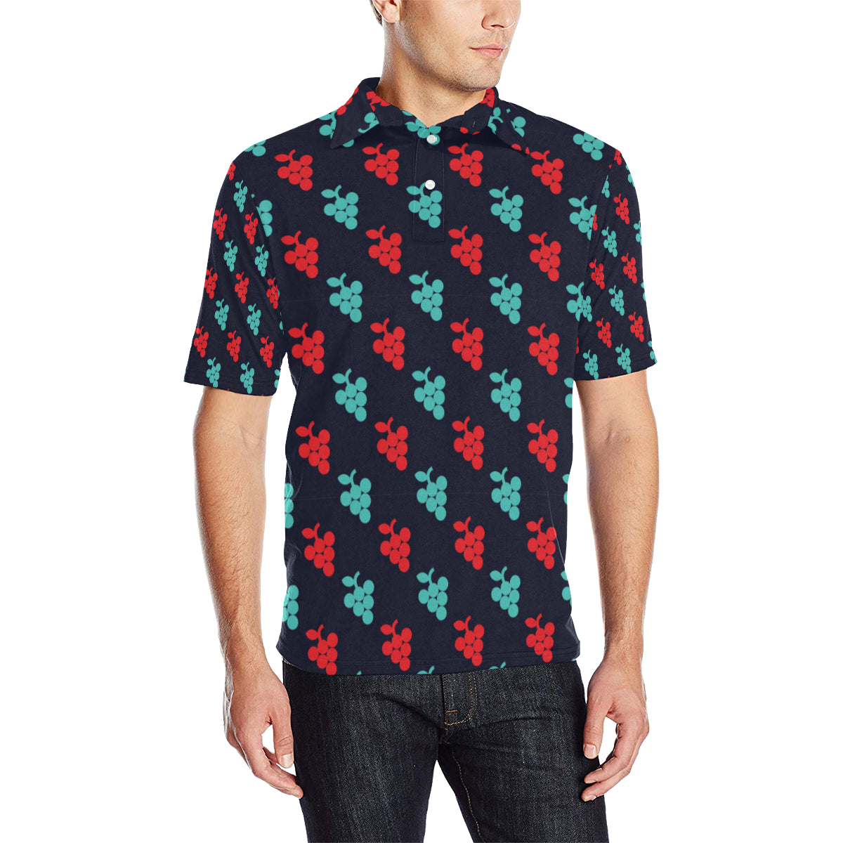 Grape Pattern Print Design GP07 Men Polo Shirt