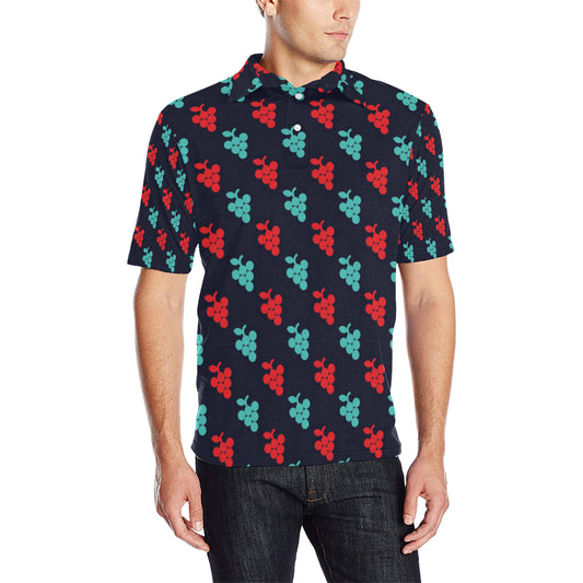 Grape Pattern Print Design GP07 Men Polo Shirt