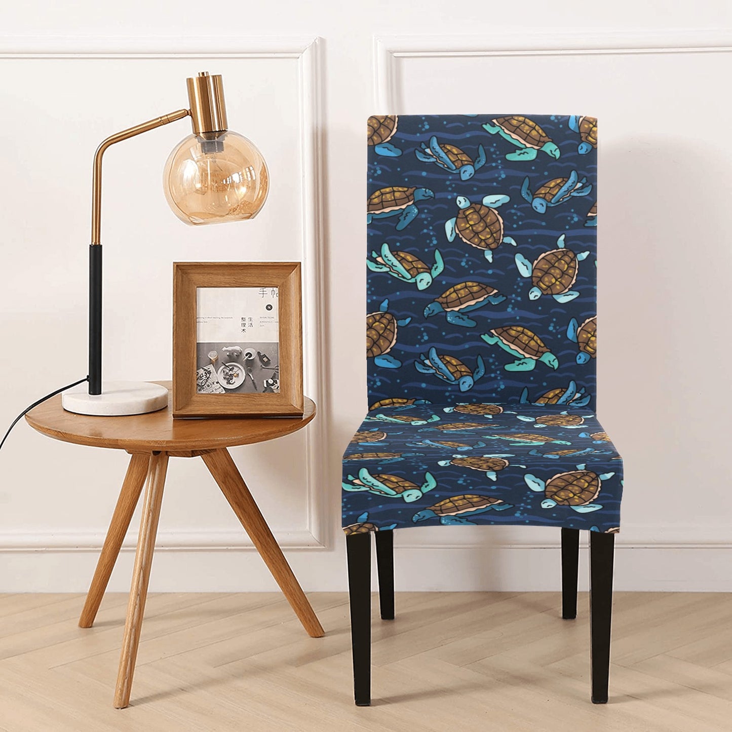 Sea Turtle Print Design LKS3011 Dining Chair Slipcover