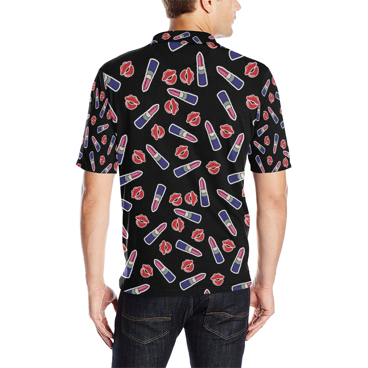 Lipstick Pattern Print Design LT01 Men Polo Shirt
