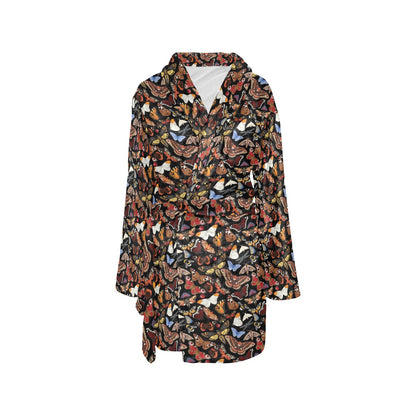 Butterfly Pattern Print Design 08 Women's Fleece Robe
