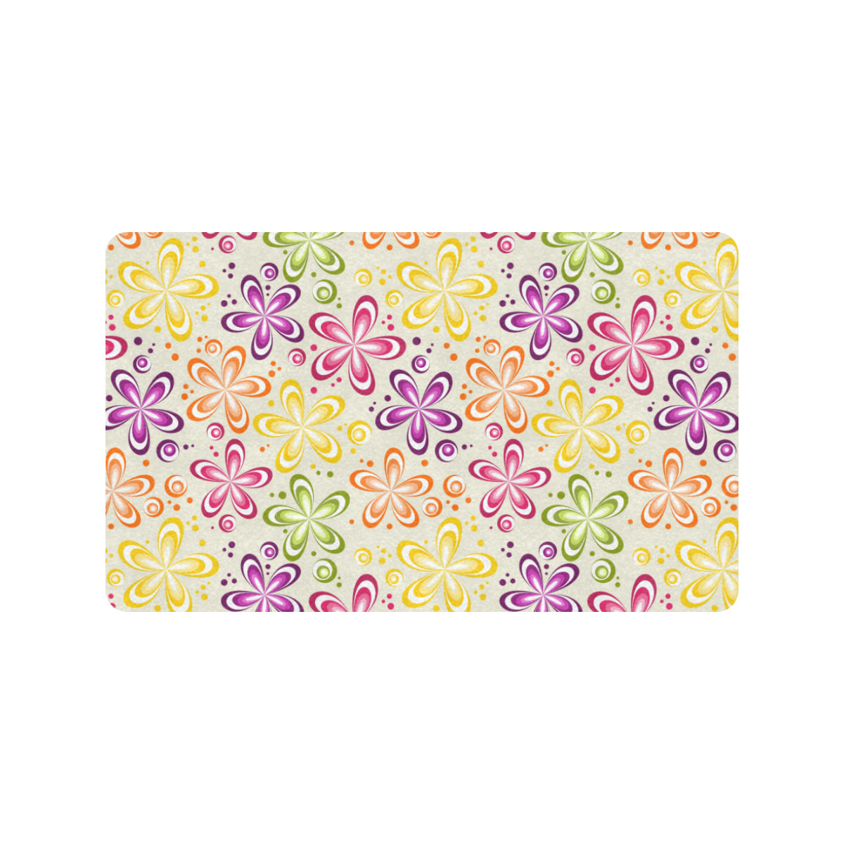 Flower Power Colorful Design Print Rubber Doormat
