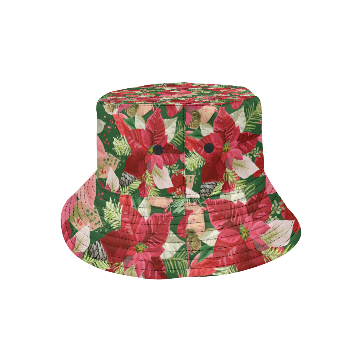 Poinsettia Pattern Print Design POT03 Unisex Bucket Hat