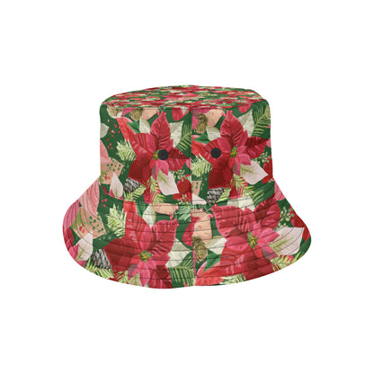 Poinsettia Pattern Print Design POT03 Unisex Bucket Hat