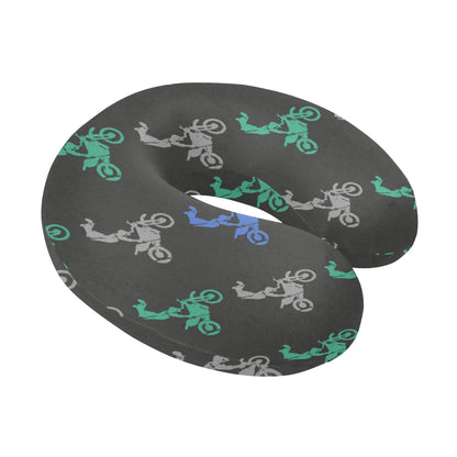 Motocross Pattern Print Design 02 U-Shaped Travel Neck Pillow