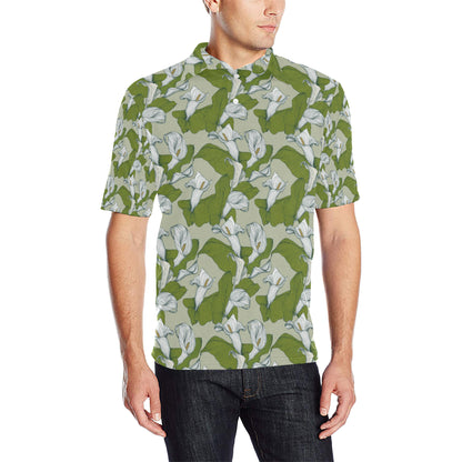 Lily Pattern Print Design LY08 Men Polo Shirt