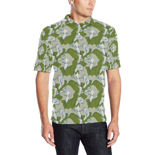 Lily Pattern Print Design LY08 Men Polo Shirt