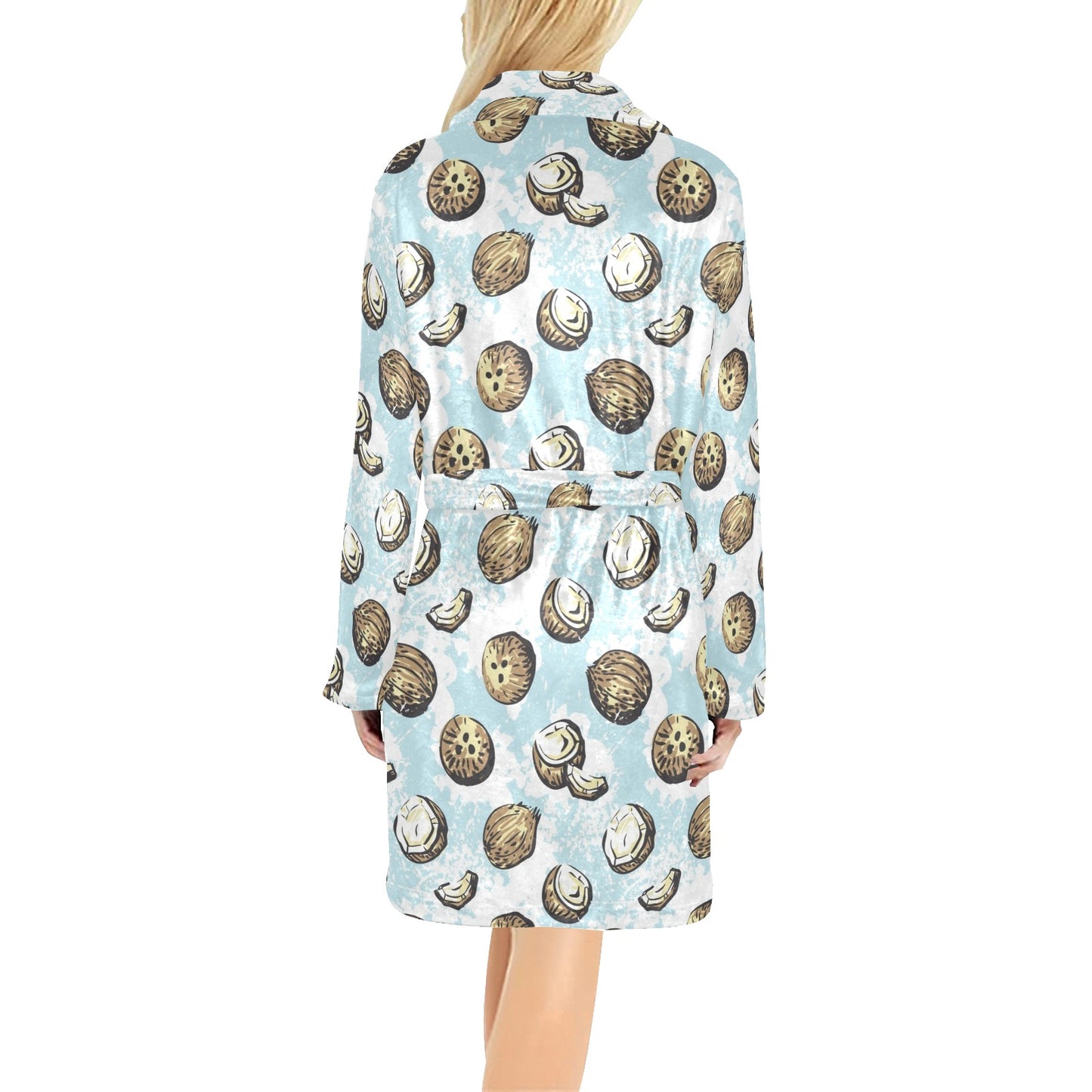 Coconut Pattern Print Design CN01 Women's Fleece Robe