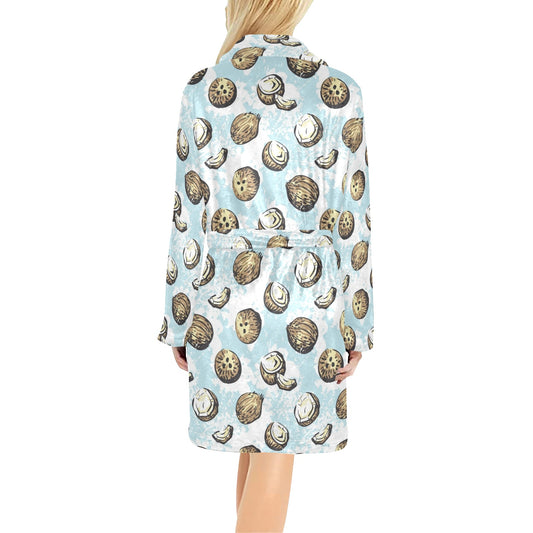 Coconut Pattern Print Design CN01 Women's Fleece Robe