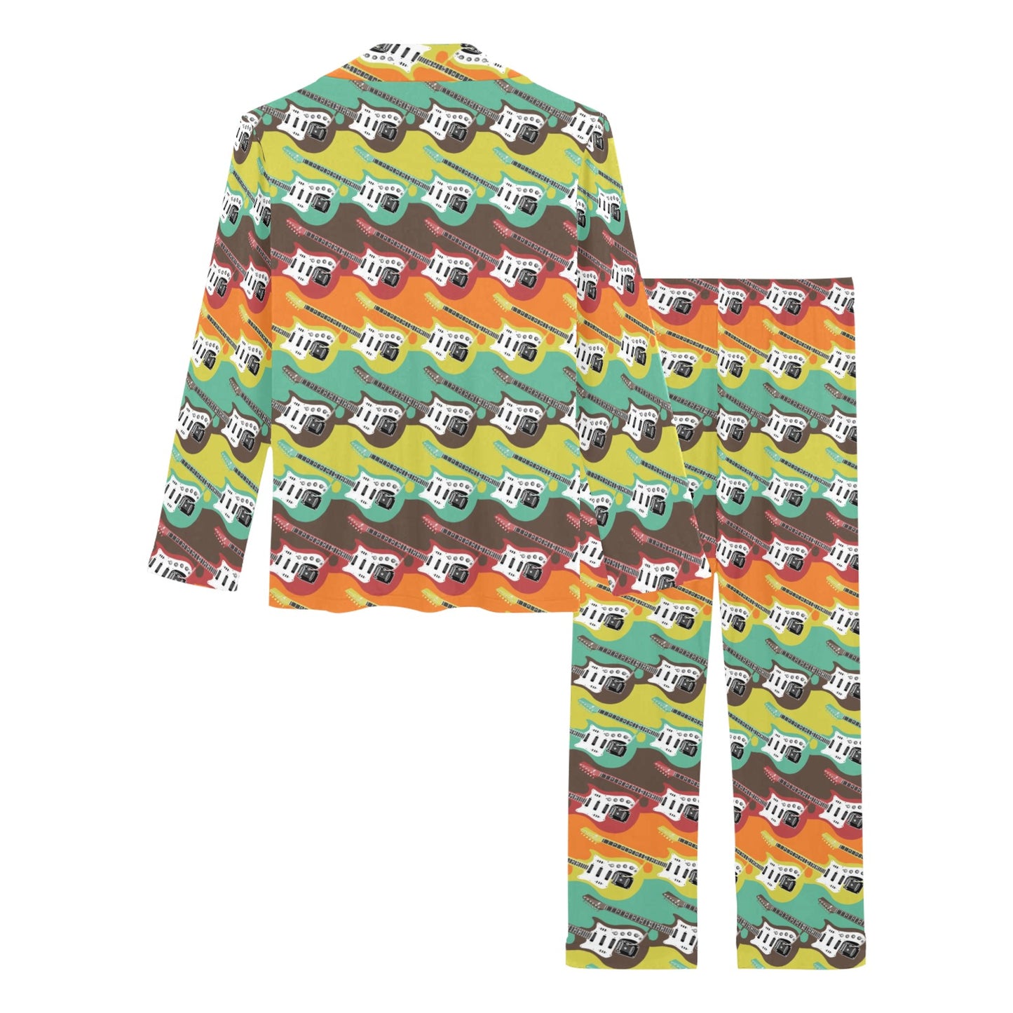 Electric Guitar Print Design LKS401 Women's Long Pajama Set