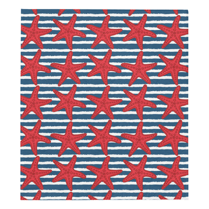 Starfish Red Pattern Print Design 02 Premium Quilt