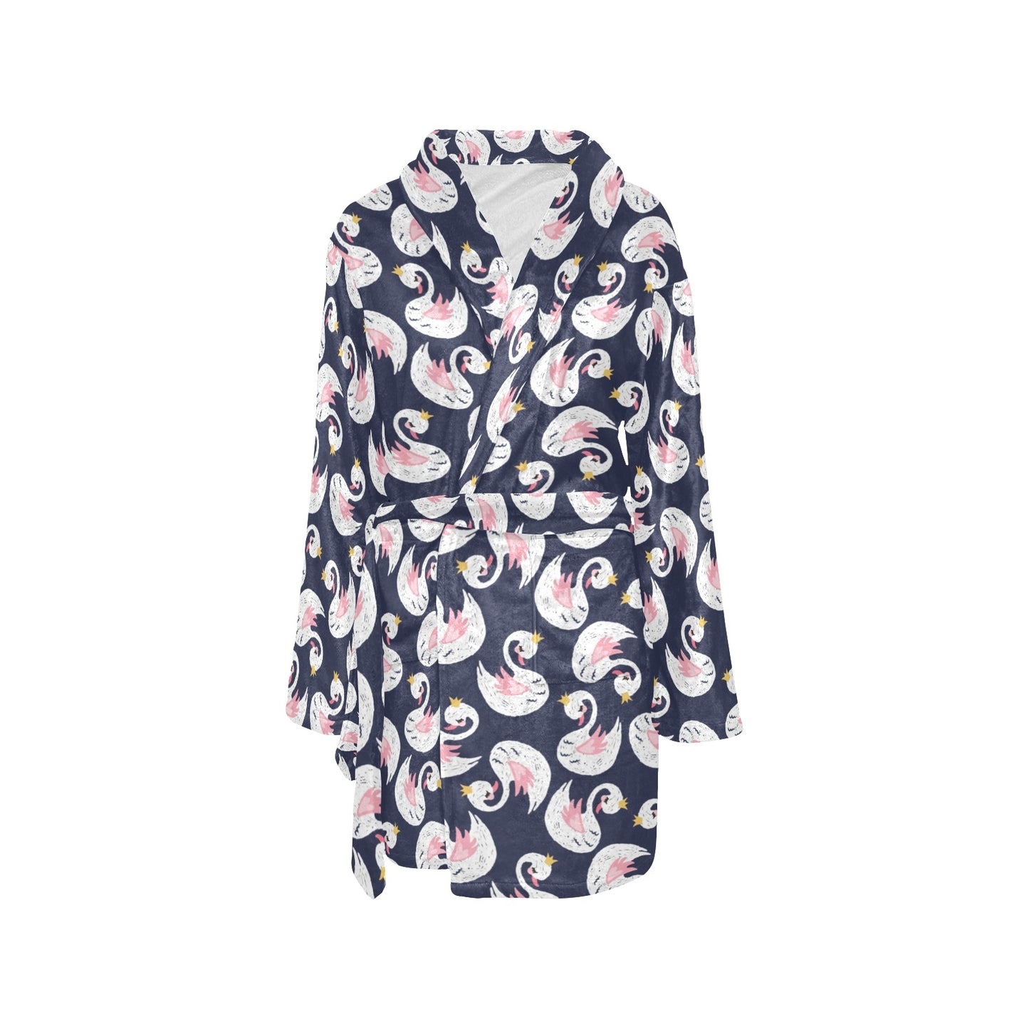 Swan Print Design LKS403 Women's Fleece Robe