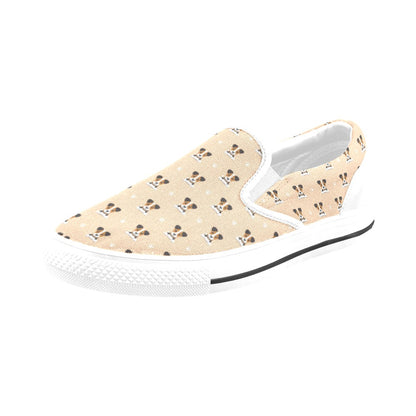 Russell Terriers Print Design LKS3011 White Slip Ons Canvas Women's Shoes