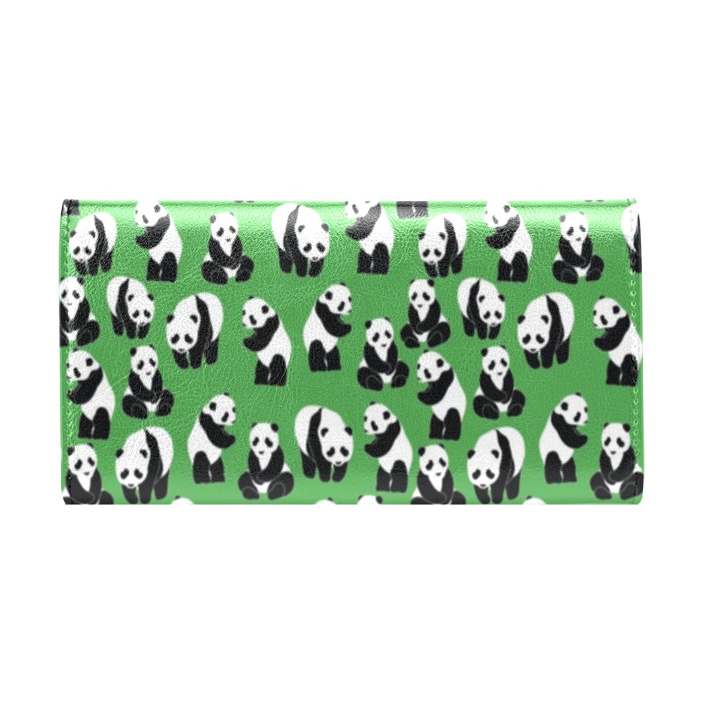Panda Bear Pattern Themed Print Women's Trifold Wallet