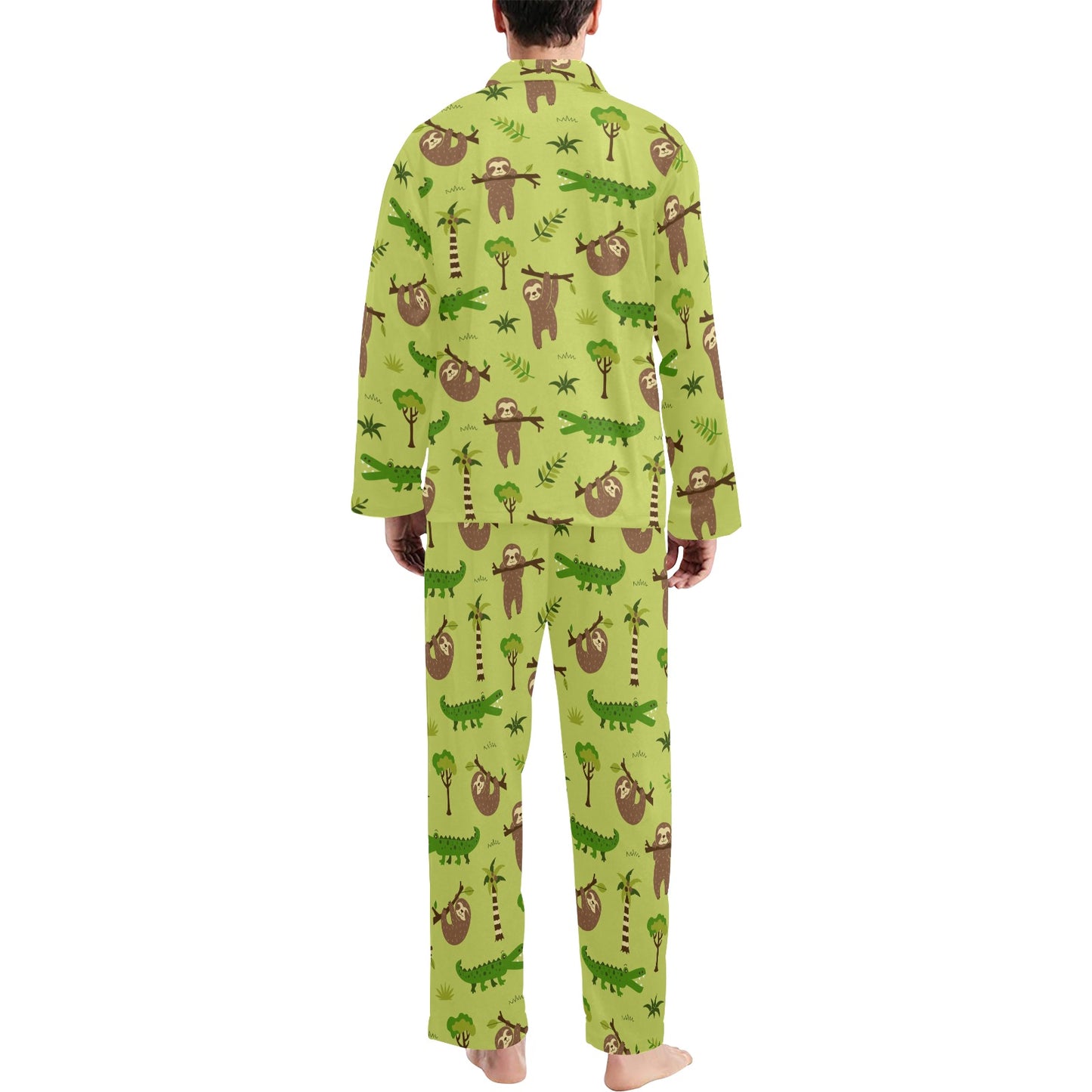 Alligator Pattern Print Design 04 Men's Long Pajama Set