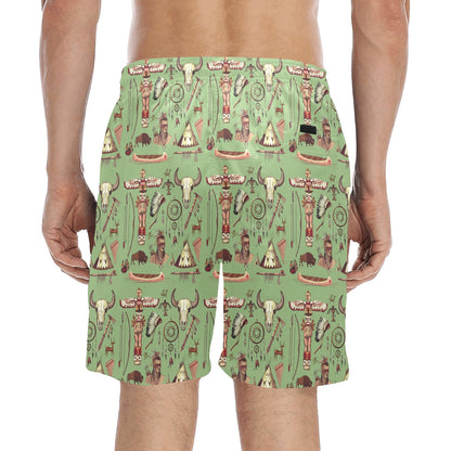 Native Indian Themed Design Print Men's Swim Trunks Beach Shorts