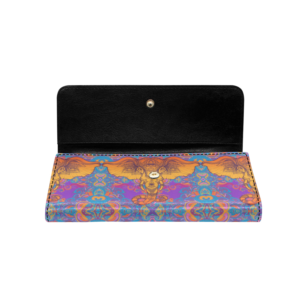Gold Elephant Indian Women's Trifold Wallet