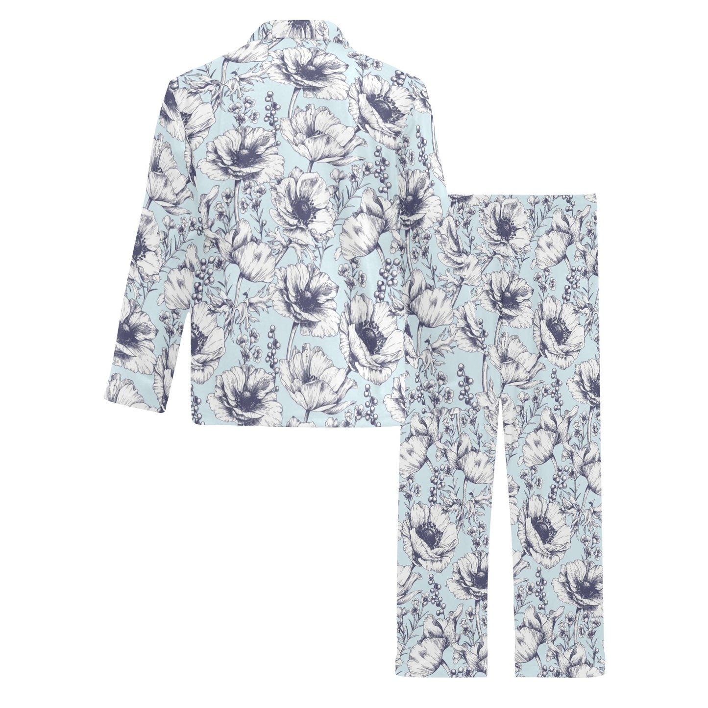 Anemone Pattern Print Design 02 Men's Long Pajama Set