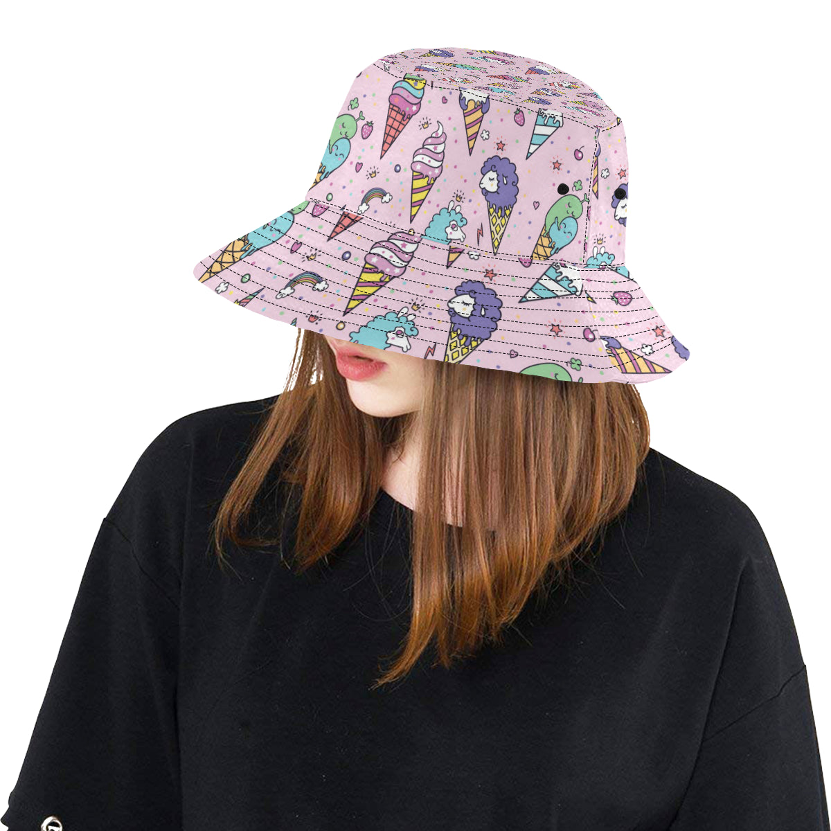 Ice Cream Pattern Print Design IC05 Unisex Bucket Hat