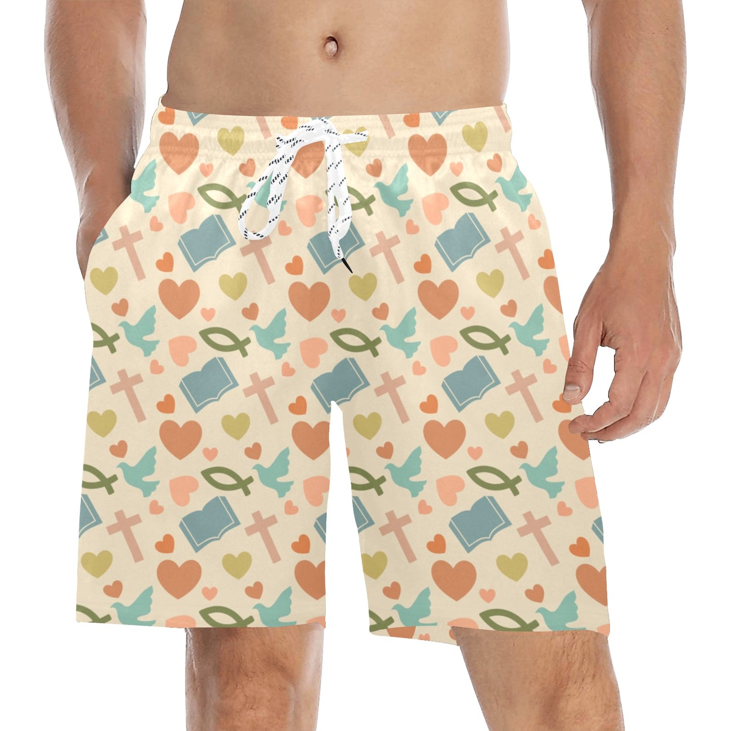 Christian Symbol Pattern Men's Swim Trunks Beach Shorts