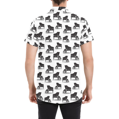 Piano Print Design LKS401 Men Short Sleeve Button Up Shirt