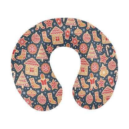 Gingerbread Pattern Print Design 03 U-Shaped Travel Neck Pillow