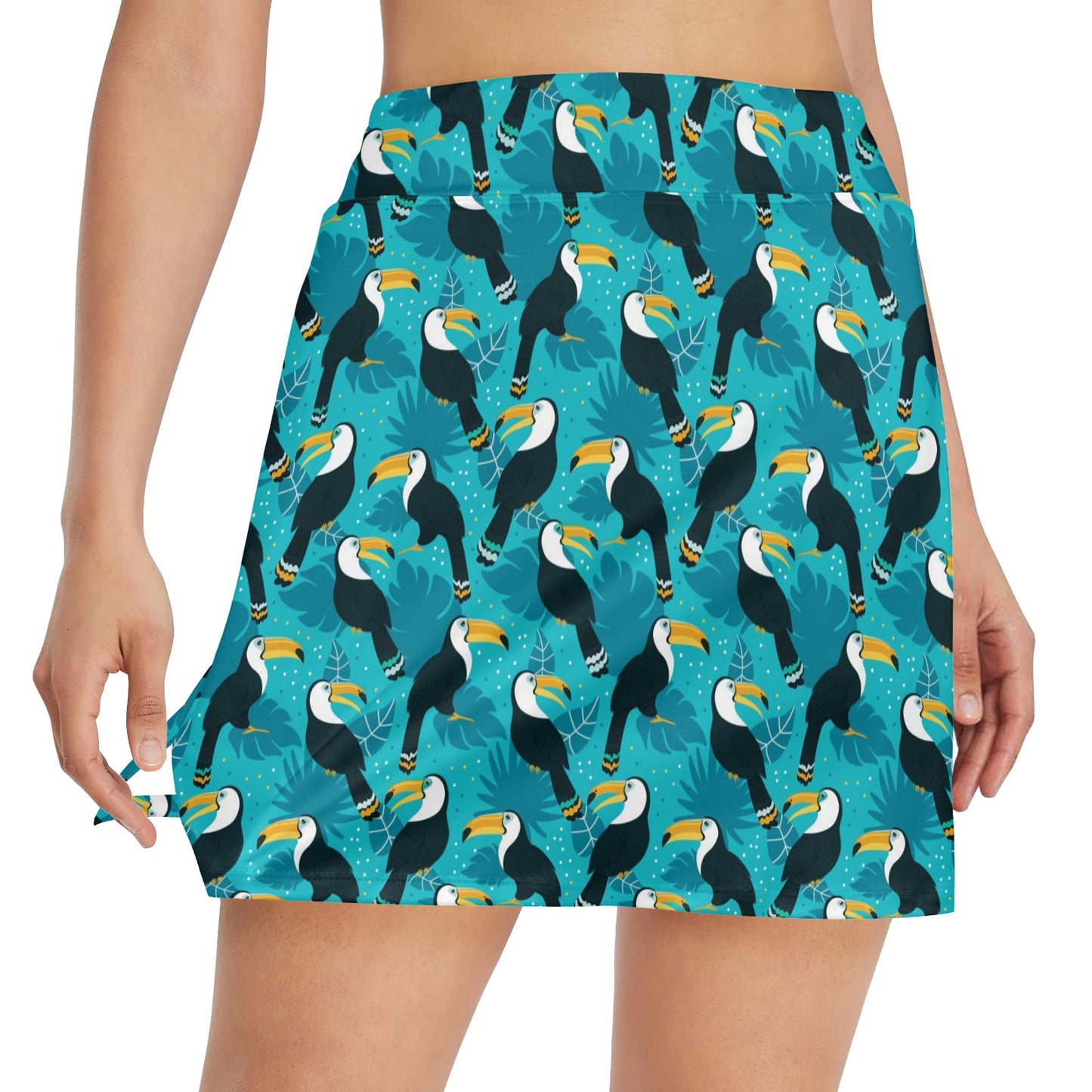 Toucan Parrot Pattern Print 17" Golf & Pickleball Skort with Pockets