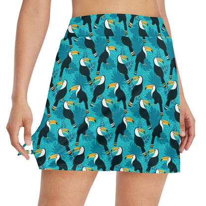 Toucan Parrot Pattern Print 17" Golf & Pickleball Skort with Pockets