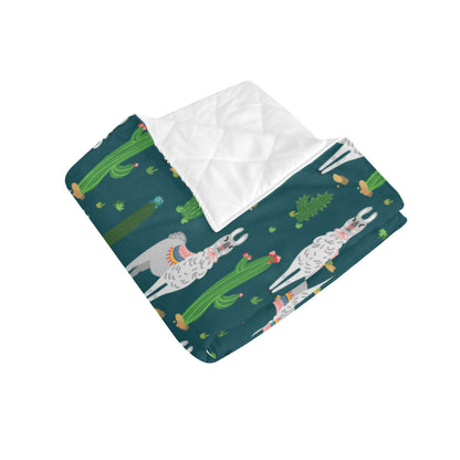 Llama Cactus Pattern Print Design 013 Premium Quilt