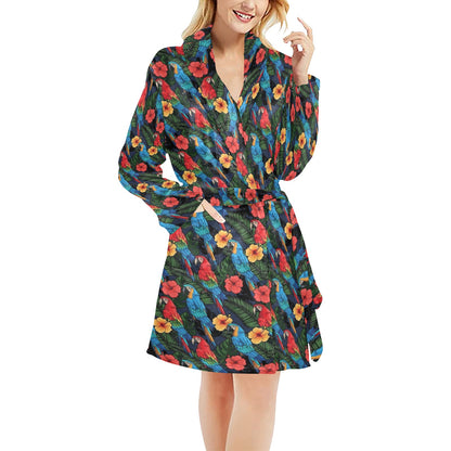 Parrot Pattern Print Design A01 Women's Fleece Robe