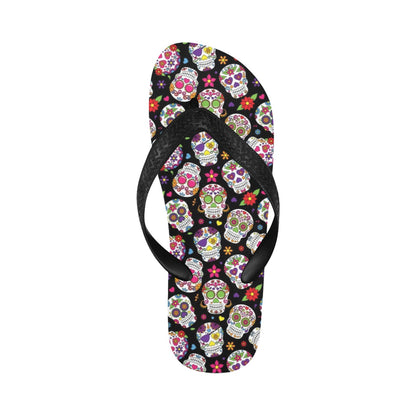 Sugar Skull Print Design LKS302 Flip Flops