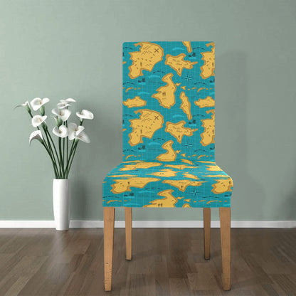 World Map Print Design LKS301 Dining Chair Slipcover