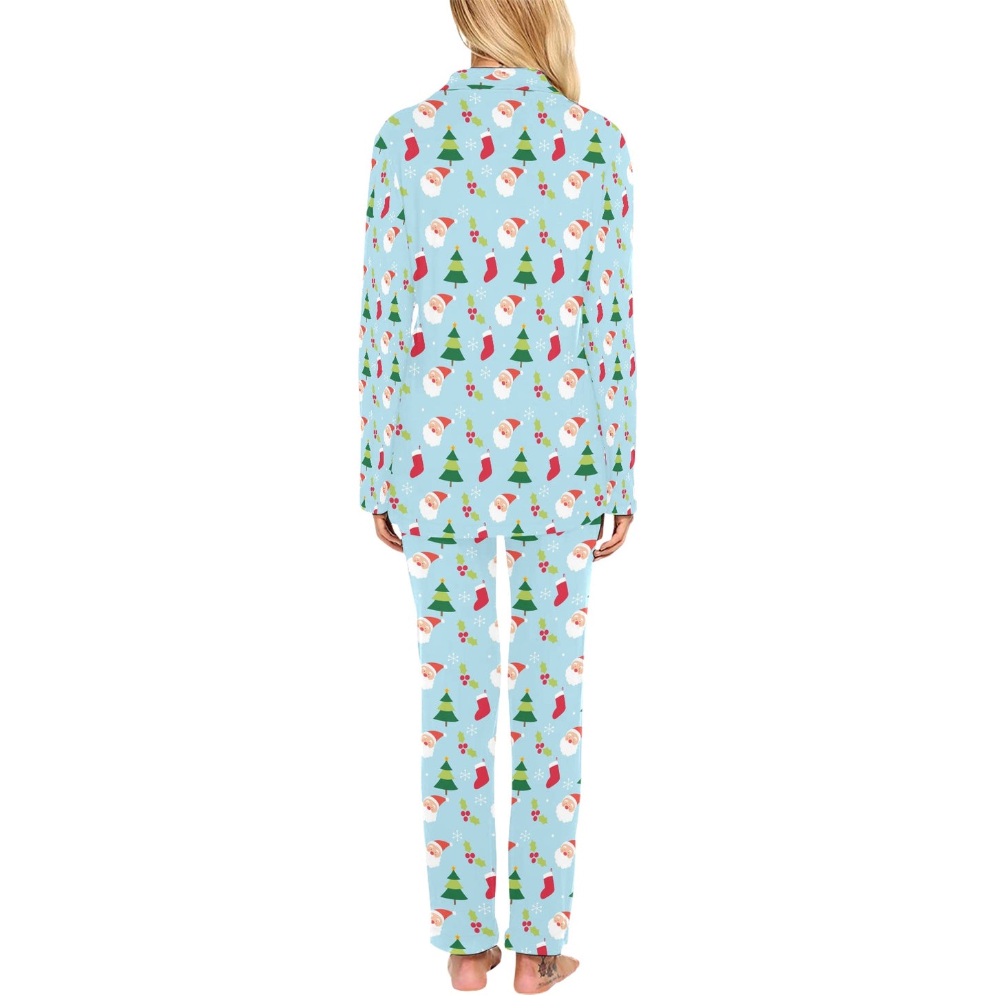 Santa Themed Print Design LKS301 Women's Long Pajama Set
