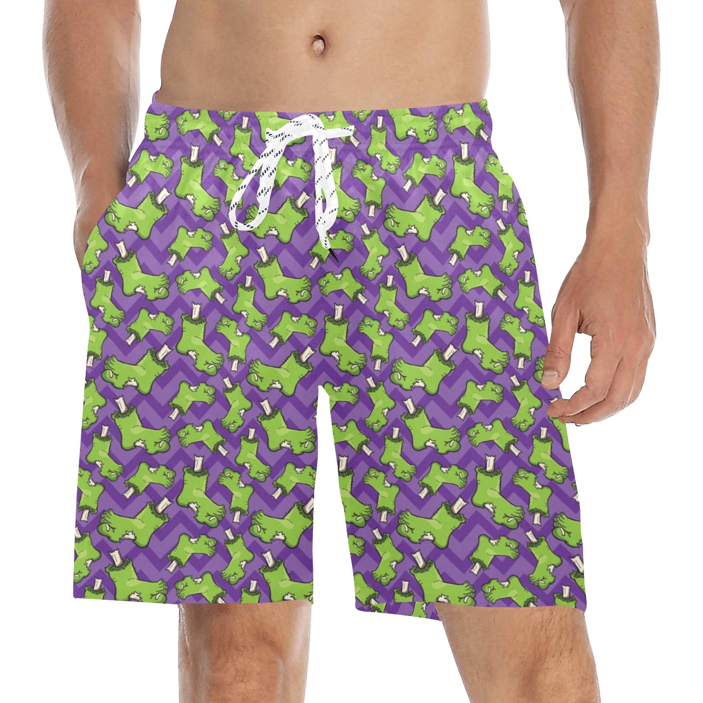 Zombie Foot Design Pattern Print Men's Swim Trunks Beach Shorts