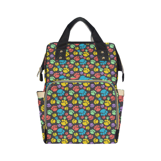 Paw Colorful Print Diaper Bag Backpack