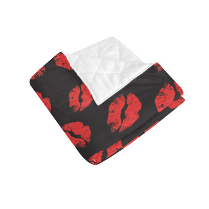 Lip Red Pattern Print Design 02 Premium Quilt