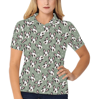 Boston Terrier Pattern Print Design 05 Women's Polo Shirt